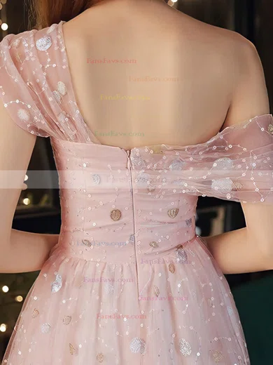 A-line Off-the-shoulder Tulle Knee-length Homecoming Dresses With Flower(s) #Favs020110016