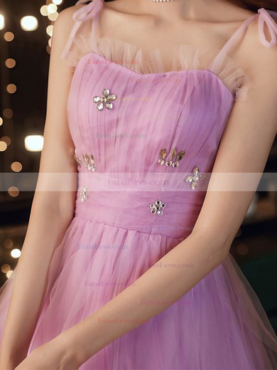 A-line Square Neckline Tulle Knee-length Homecoming Dresses With Crystal Detailing #Favs020110018