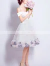 A-line Off-the-shoulder Tulle Knee-length Homecoming Dresses With Flower(s) #Favs020110022