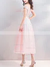 A-line Off-the-shoulder Tulle Tea-length Homecoming Dresses With Lace #Favs020110023