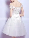 A-line Off-the-shoulder Tulle Short/Mini Homecoming Dresses With Lace #Favs020110026