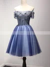 A-line Off-the-shoulder Tulle Short/Mini Homecoming Dresses With Beading #Favs020110027