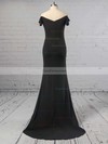 Sheath/Column Off-the-shoulder Jersey Sweep Train Split Front Prom Dresses #Favs020105720