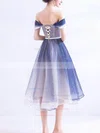 A-line Off-the-shoulder Tulle Tea-length Homecoming Dresses With Beading #Favs020110041