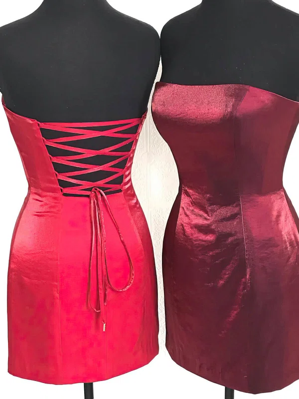 Sheath/Column Strapless Silk-like Satin Short/Mini Homecoming Dresses #Favs020110050