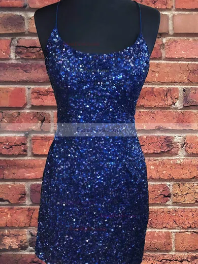 Sheath/Column Scoop Neck Sequined Short/Mini Homecoming Dresses #Favs020110052
