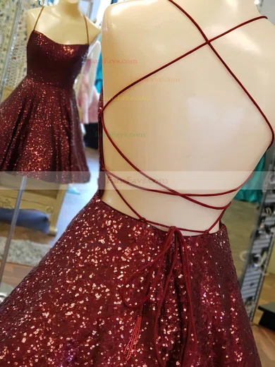 A-line Scoop Neck Sequined Short/Mini Homecoming Dresses #Favs020110053