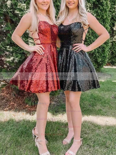 A-line Scoop Neck Sequined Short/Mini Homecoming Dresses #Favs020110053