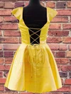 A-line Square Neckline Satin Short/Mini Homecoming Dresses With Pockets #Favs020110056