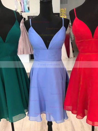 A-line V-neck Chiffon Short/Mini Homecoming Dresses #Favs020110057