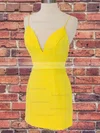 Sheath/Column V-neck Satin Short/Mini Homecoming Dresses #Favs020110060