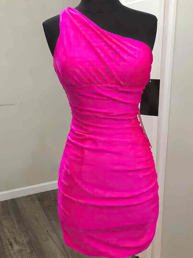 Sheath/Column One Shoulder Silk-like Satin Short/Mini Homecoming Dresses #Favs020110061