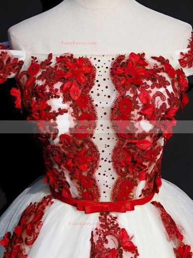 A-line Off-the-shoulder Lace Tulle Short/Mini Homecoming Dresses With Beading #Favs020110069