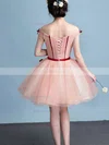 A-line Off-the-shoulder Organza Short/Mini Homecoming Dresses With Flower(s) #Favs020110071