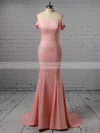 Trumpet/Mermaid Off-the-shoulder Stretch Crepe Sweep Train Sashes / Ribbons Prom Dresses #Favs020105727