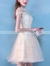 A-line Scoop Neck Lace Tulle Knee-length Homecoming Dresses With Appliques Lace #Favs020110081