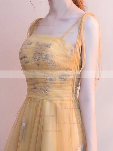 A-line Square Neckline Tulle Knee-length Homecoming Dresses With Ruffles|Sequins #Favs020110082