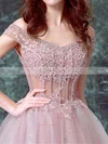 A-line Off-the-shoulder Lace Tulle Short/Mini Homecoming Dresses With Appliques Lace #Favs020110085