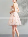 A-line V-neck Tulle Short/Mini Homecoming Dresses With Flower(s) #Favs020110087