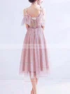 A-line V-neck Tulle Tea-length Homecoming Dresses With Beading #Favs020110103