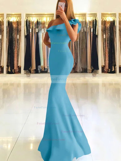 Trumpet/Mermaid One Shoulder Stretch Crepe Floor-length Ruffles Prom Dresses #Favs020105742