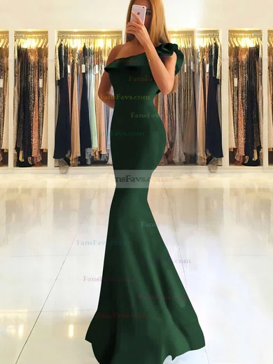 Trumpet/Mermaid One Shoulder Stretch Crepe Floor-length Ruffles Prom Dresses #Favs020105742