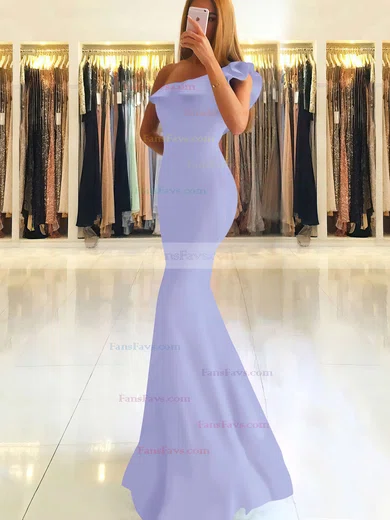 Trumpet/Mermaid One Shoulder Stretch Crepe Floor-length Ruffles Prom Dresses #Favs020105742