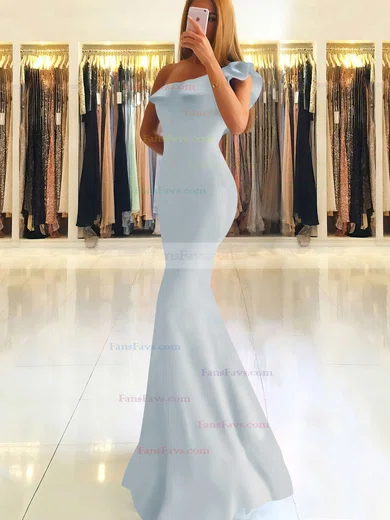 Trumpet/Mermaid One Shoulder Stretch Crepe Floor-length Ruffles Prom Dresses #Favs020105742
