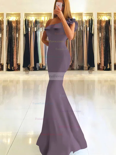 Trumpet/Mermaid One Shoulder Stretch Crepe Floor-length Ruffles Prom Dresses #Favs020105742