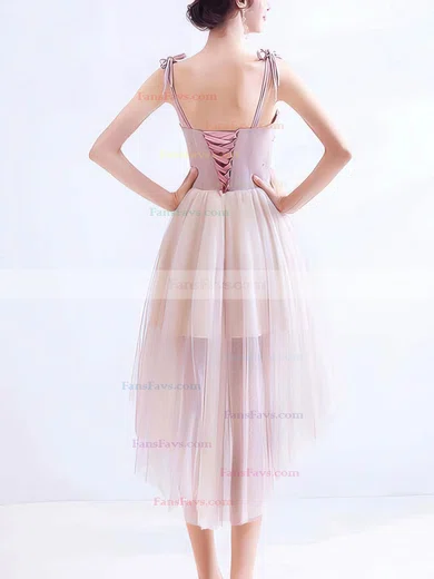 A-line Sweetheart Lace Tulle Asymmetrical Homecoming Dresses With Flower(s) #Favs020110109