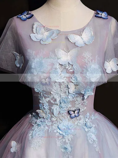 A-line Scoop Neck Organza Short/Mini Homecoming Dresses With Appliques Lace #Favs020110123