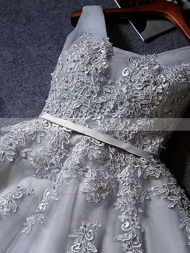 A-line V-neck Sequined Short/Mini Homecoming Dresses With Appliques Lace #Favs020110129