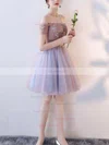A-line Off-the-shoulder Lace Tulle Short/Mini Homecoming Dresses With Appliques Lace #Favs020110130
