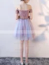 A-line Off-the-shoulder Lace Tulle Short/Mini Homecoming Dresses With Appliques Lace #Favs020110130