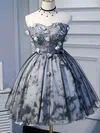 A-line Sweetheart Lace Tulle Knee-length Homecoming Dresses With Appliques Lace #Favs020110137