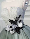 Ball Gown Scoop Neck Lace Tulle Short/Mini Homecoming Dresses With Flower(s) #Favs020110140