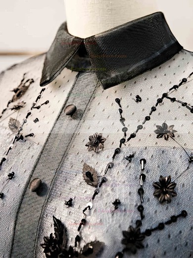 A-line High Neck Lace Tulle Short/Mini Homecoming Dresses With Beading #Favs020110151