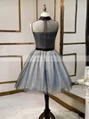 A-line High Neck Lace Tulle Short/Mini Homecoming Dresses With Beading #Favs020110151
