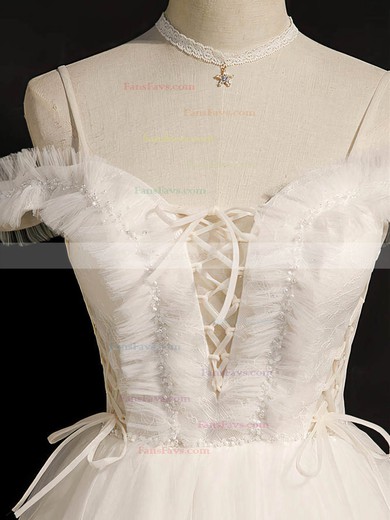 A-line V-neck Tulle Short/Mini Homecoming Dresses With Beading #Favs020110153