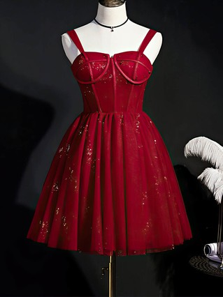 A-line Sweetheart Tulle Short/Mini Homecoming Dresses With Beading #Favs020110155 A-line Sweetheart Tulle Short/Mini Homecoming Dresses With Beading #Favs020110155