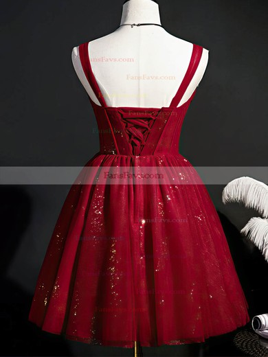 A-line Sweetheart Tulle Short/Mini Homecoming Dresses With Beading #Favs020110155