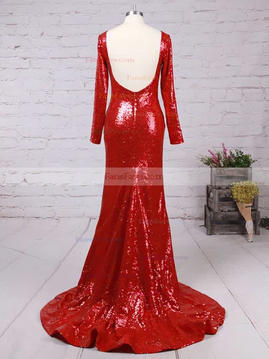 Trumpet/Mermaid Scoop Neck Sequined Sweep Train Prom Dresses #Favs02016266