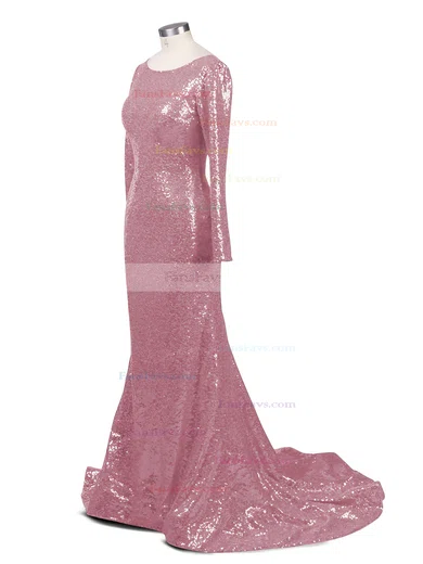 Trumpet/Mermaid Scoop Neck Sequined Sweep Train Prom Dresses #Favs02016266