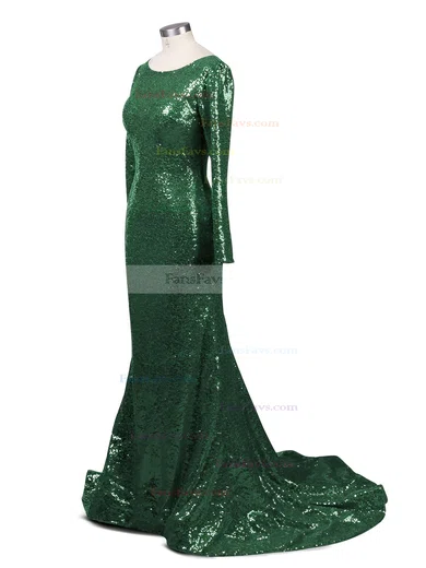 Trumpet/Mermaid Scoop Neck Sequined Sweep Train Prom Dresses #Favs02016266