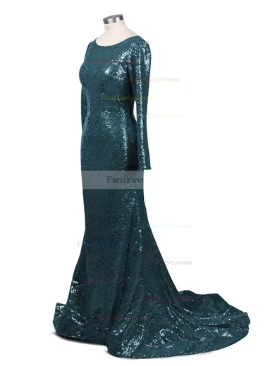 Trumpet/Mermaid Scoop Neck Sequined Sweep Train Prom Dresses #Favs02016266