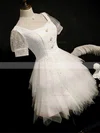 A-line Square Neckline Tulle Short/Mini Homecoming Dresses With Sequins #Favs020110167