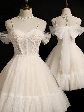 Ball Gown Sweetheart Lace Tulle Short/Mini Homecoming Dresses With Appliques Lace #Favs020110172 Ball Gown Sweetheart Lace Tulle Short/Mini Homecoming Dresses With Appliques Lace #Favs020110172