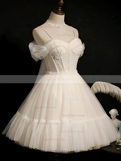 Ball Gown Sweetheart Lace Tulle Short/Mini Homecoming Dresses With Appliques Lace #Favs020110172