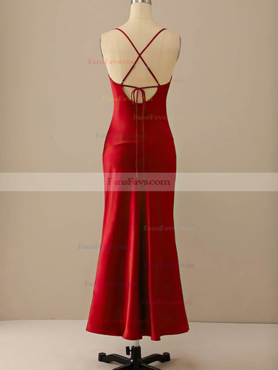 Sheath/Column Cowl Neck Silk-like Satin Tea-length Homecoming Dresses With Split Front #Favs020110174