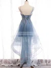 A-line V-neck Lace Tulle Asymmetrical Homecoming Dresses With Appliques Lace #Favs020110175
